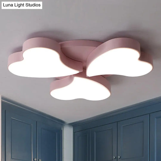 White Acrylic Heart Led Flush Ceiling Light Fixture For Bedroom Art Deco Style