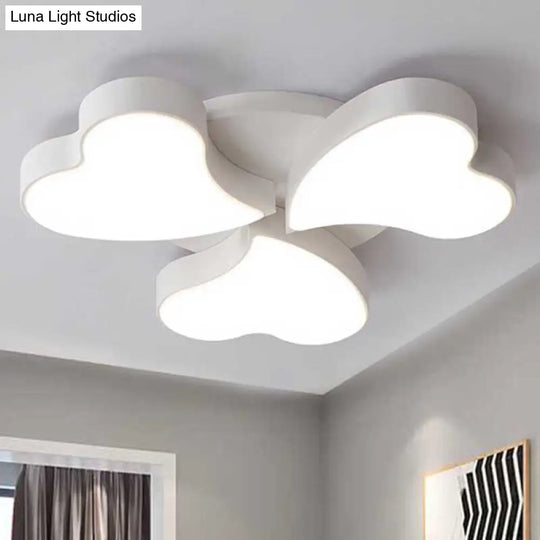 White Acrylic Heart Led Flush Ceiling Light Fixture For Bedroom Art Deco Style 3 /