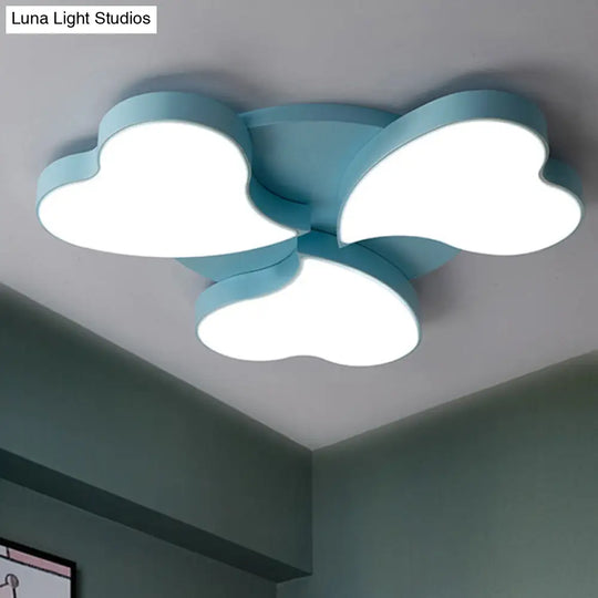 White Acrylic Heart Led Flush Ceiling Light Fixture For Bedroom Art Deco Style