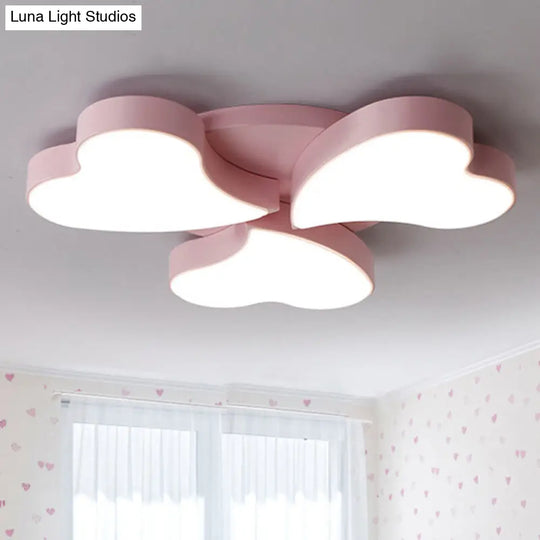 White Acrylic Heart Led Flush Ceiling Light Fixture For Bedroom Art Deco Style 3 / Pink