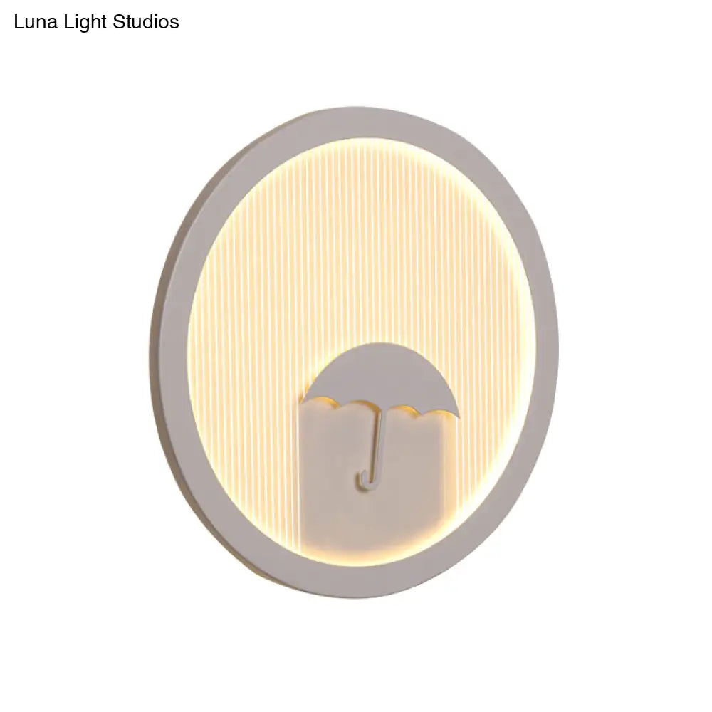 White Acrylic Led Cartoon Wall Sconce With Unique Circular Bedside Design