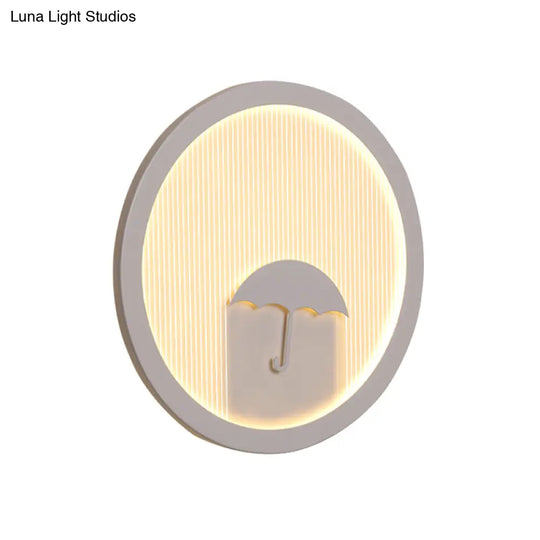 White Acrylic Led Cartoon Wall Sconce With Unique Circular Bedside Design