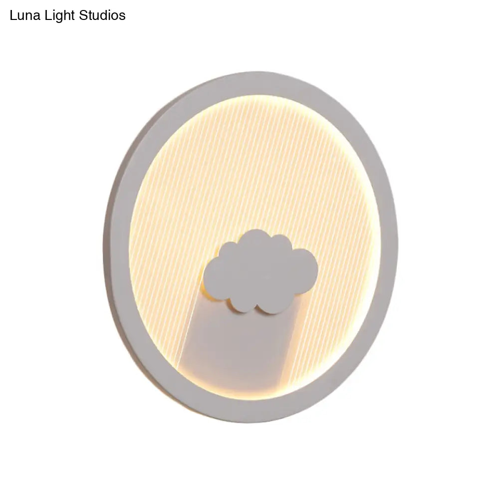 White Acrylic Led Cartoon Wall Sconce With Unique Circular Bedside Design