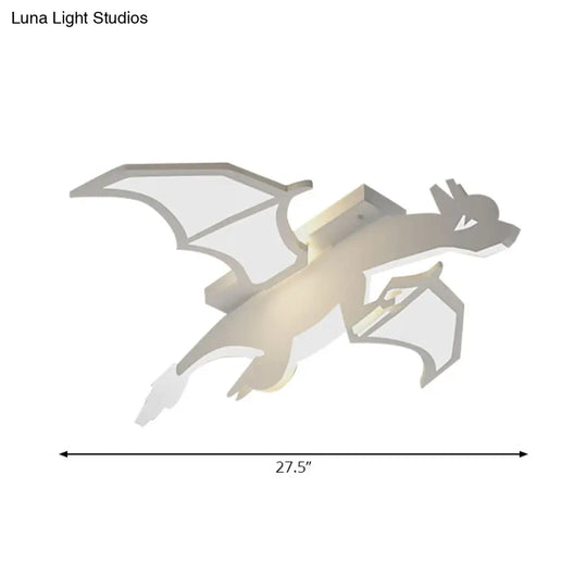 White Acrylic Led Ceiling Fixture In The Shape Of Charizard For Boys’ Bedrooms - Mounted Pendant