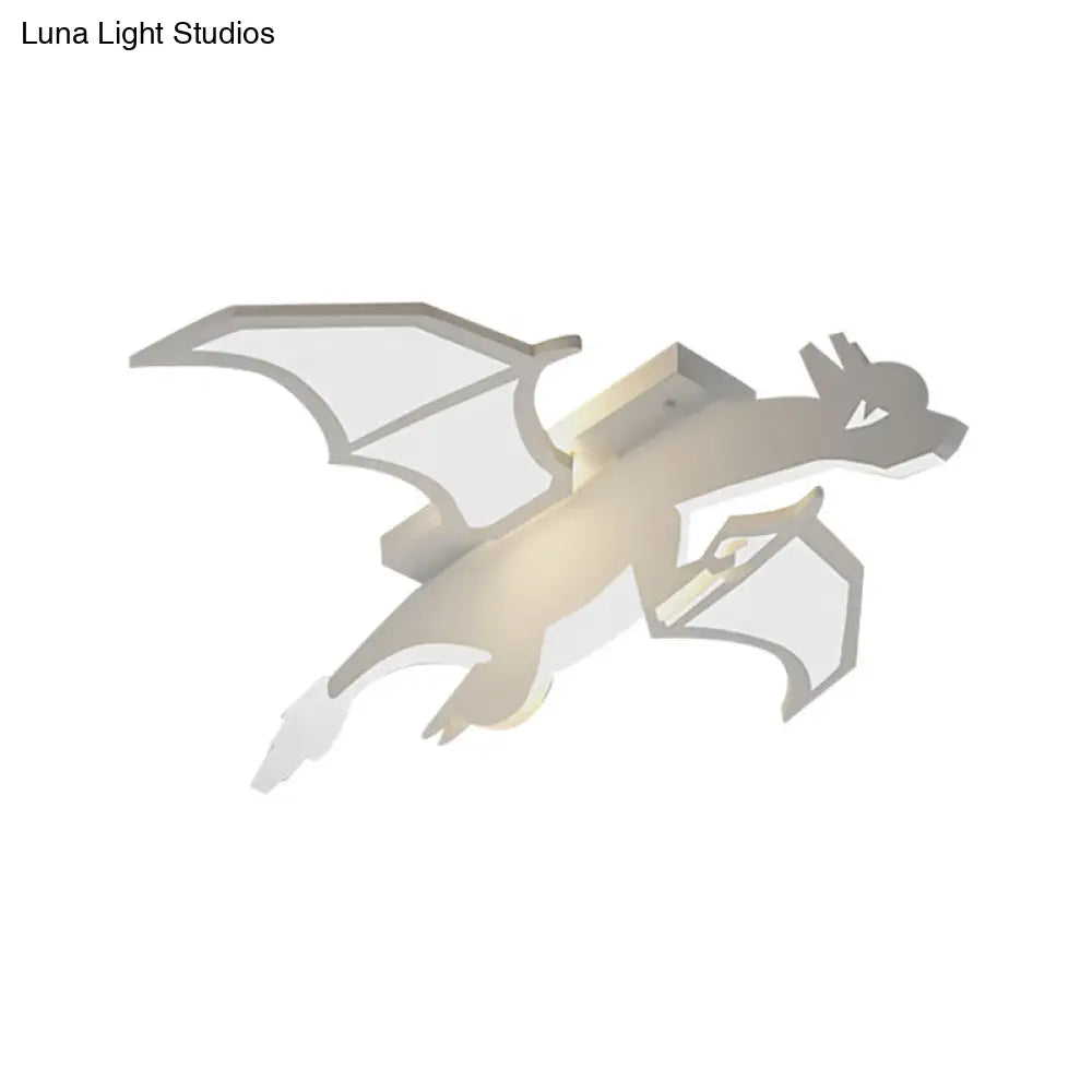 Charizard Led Ceiling Mount Light - Boys Bedroom Acrylic Cartoon Fixture In White