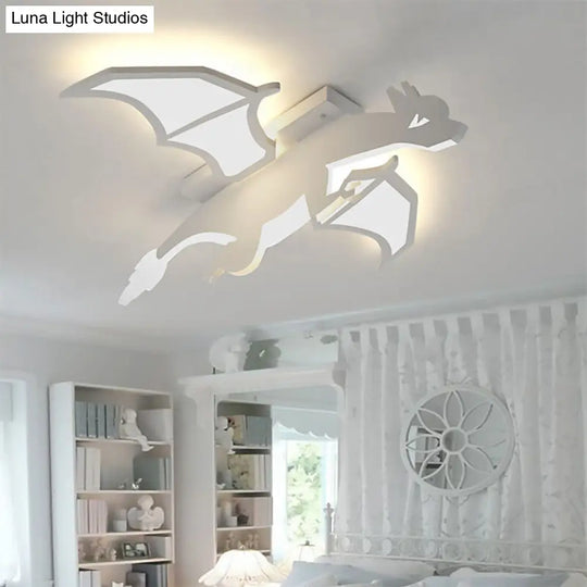 Charizard Led Ceiling Mount Light - Boys Bedroom Acrylic Cartoon Fixture In White