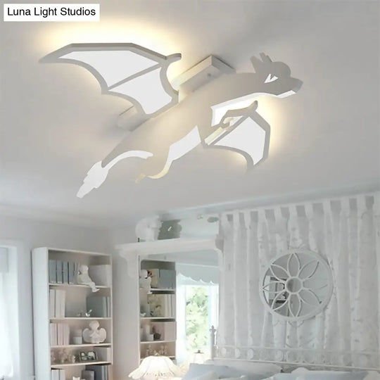 White Acrylic Led Ceiling Fixture In The Shape Of Charizard For Boys’ Bedrooms - Mounted Pendant