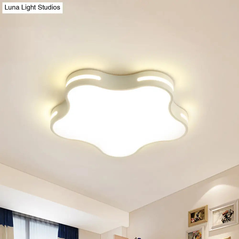 White Acrylic Led Ceiling Flushmount - Minimalist Star Design 19.5 Wide