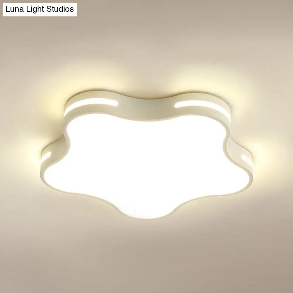 White Acrylic Led Ceiling Flushmount - Minimalist Star Design 19.5 Wide