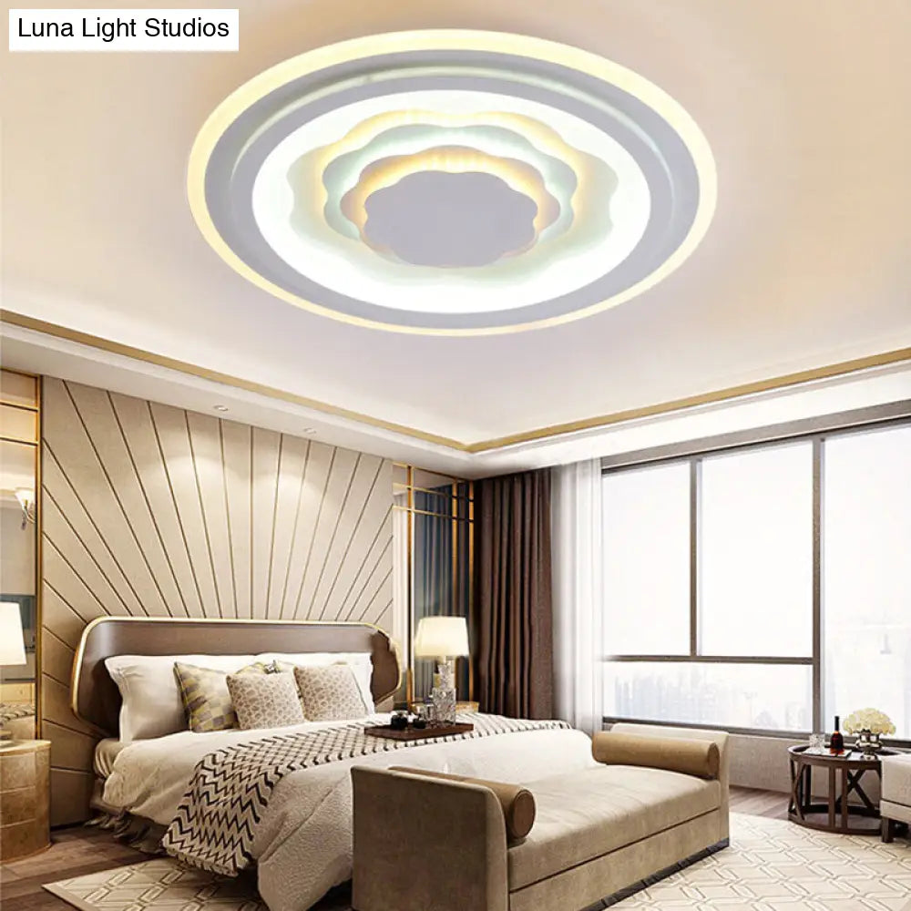 White Acrylic Led Ceiling Lamp For Living Room & Bedroom / C