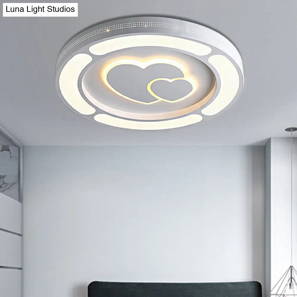 White Acrylic Led Circle Ceiling Mount Light - Modern Bedroom Lamp For Adults And Kids / B