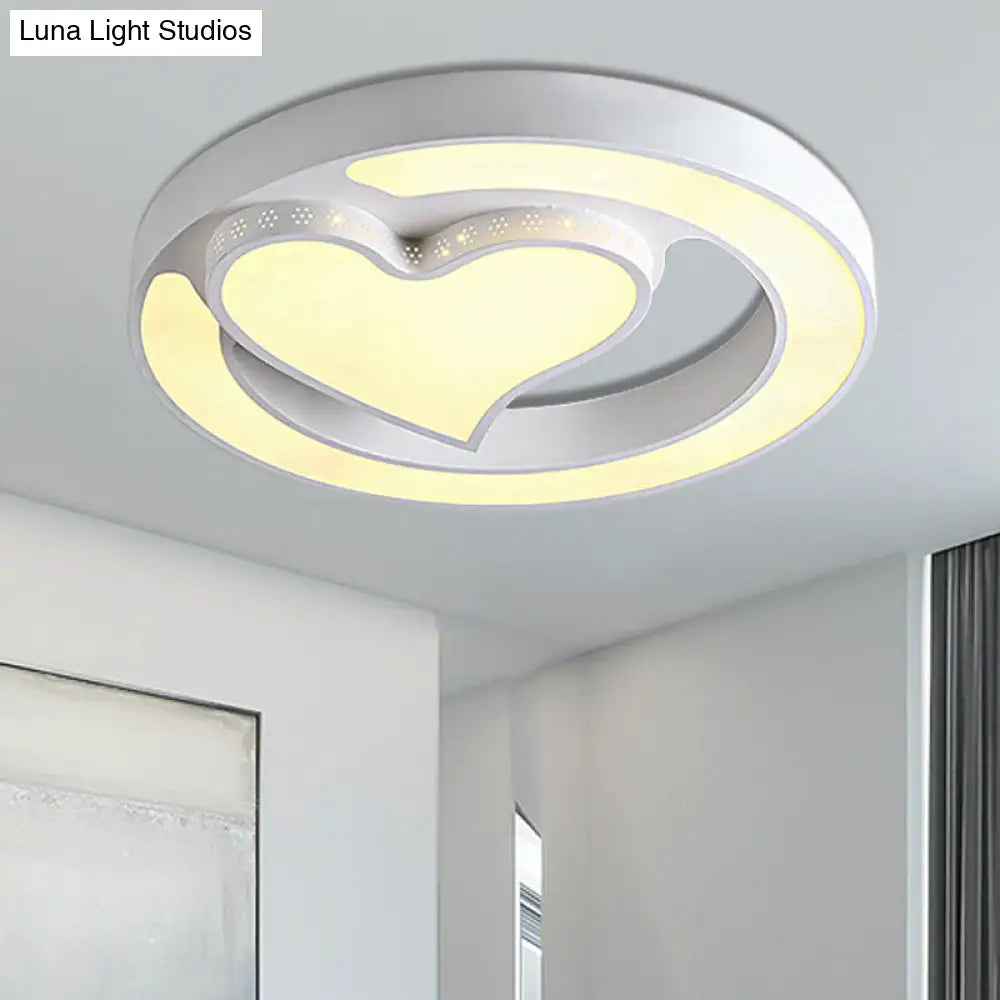 White Acrylic Led Circle Ceiling Mount Light - Modern Bedroom Lamp For Adults And Kids / C