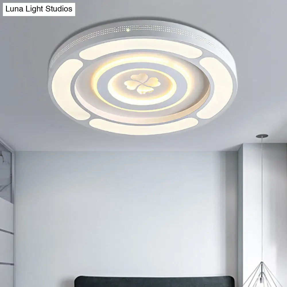 White Acrylic Led Circle Ceiling Mount Light - Modern Bedroom Lamp For Adults And Kids / A