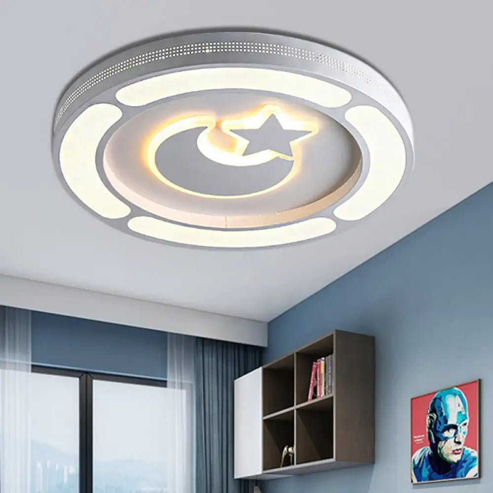 White Acrylic Led Circle Ceiling Mount Light - Modern Bedroom Lamp For Adults And Kids / D