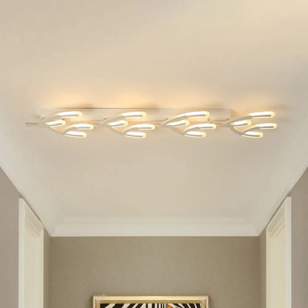 White Acrylic Led Coral Flush Mount Lamp - Minimalist 4/5 - Head Ceiling Lighting For Living Room