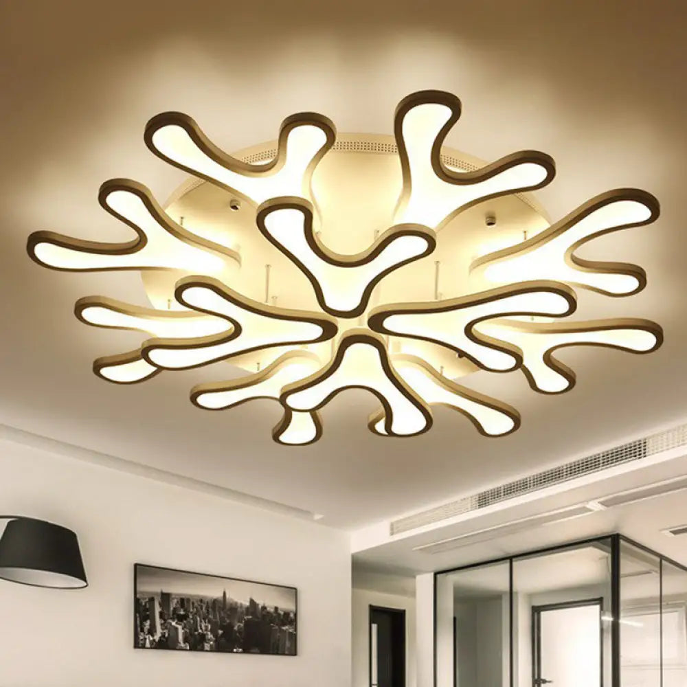 White Acrylic Led Coral Semi Flush Ceiling Light Fixture - Modern Style 12 / Warm