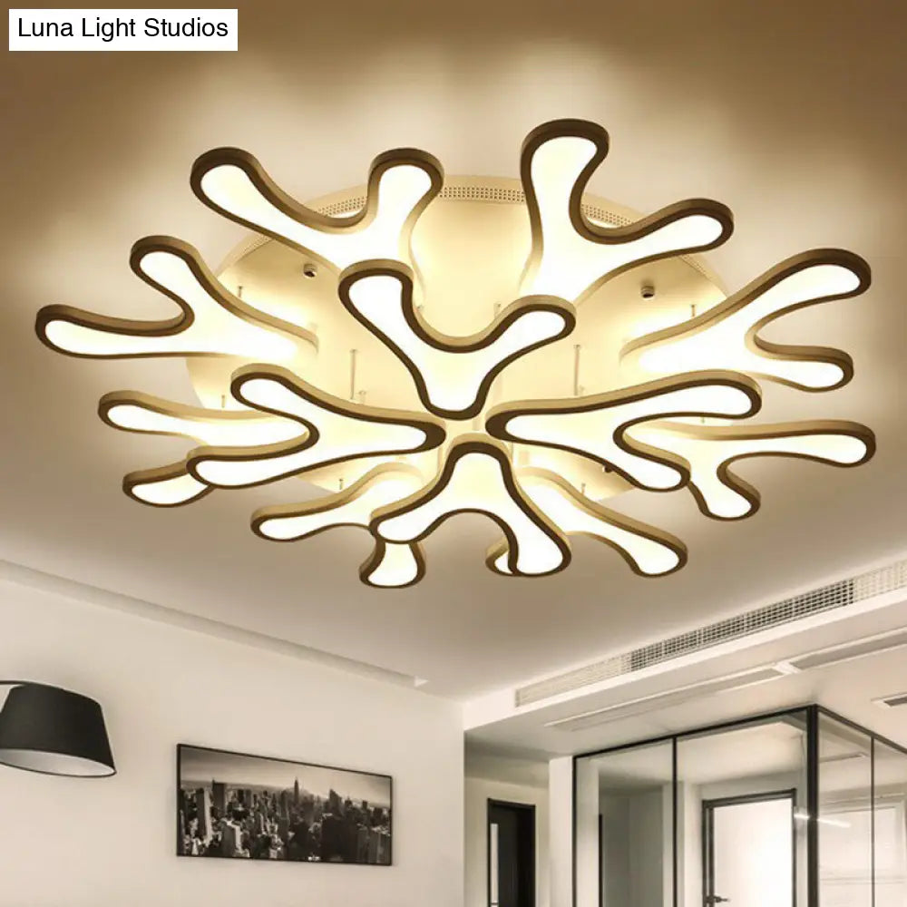 White Acrylic Led Coral Semi Flush Ceiling Light Fixture - Modern Style 12 / Warm