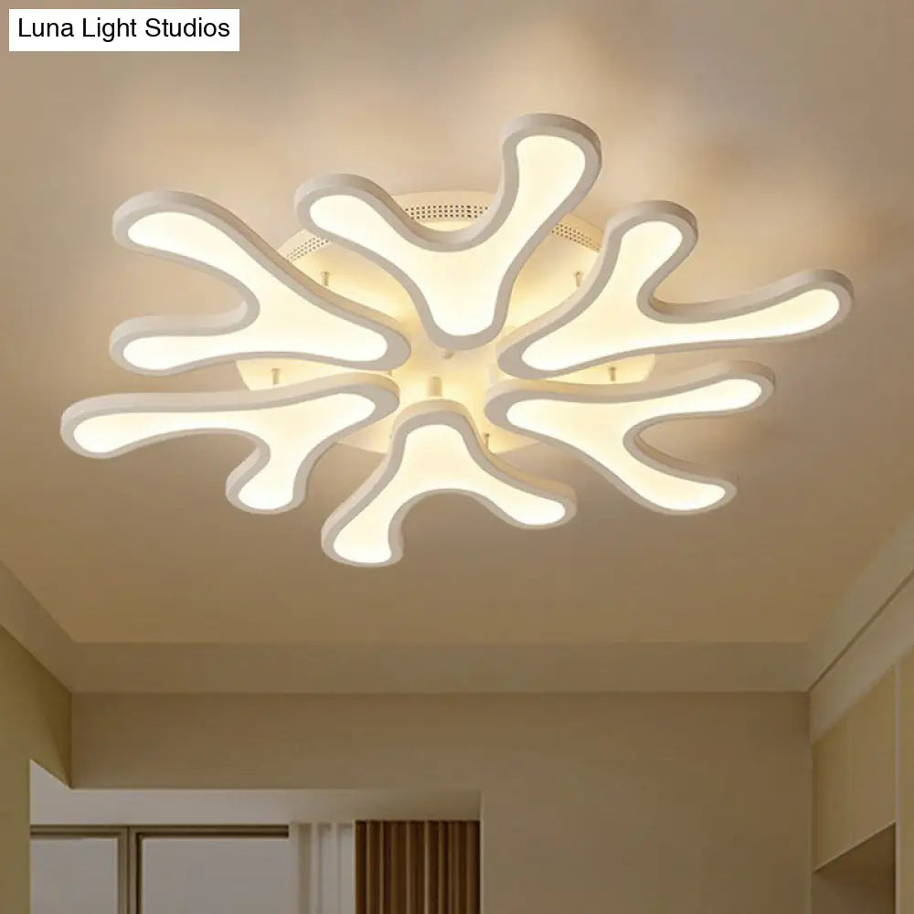 White Acrylic Led Coral Semi Flush Ceiling Light Fixture - Modern Style 6 / Warm