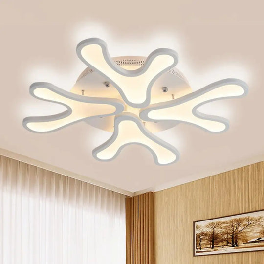 White Acrylic Led Coral Semi Flush Ceiling Light Fixture - Modern Style 4 / Warm