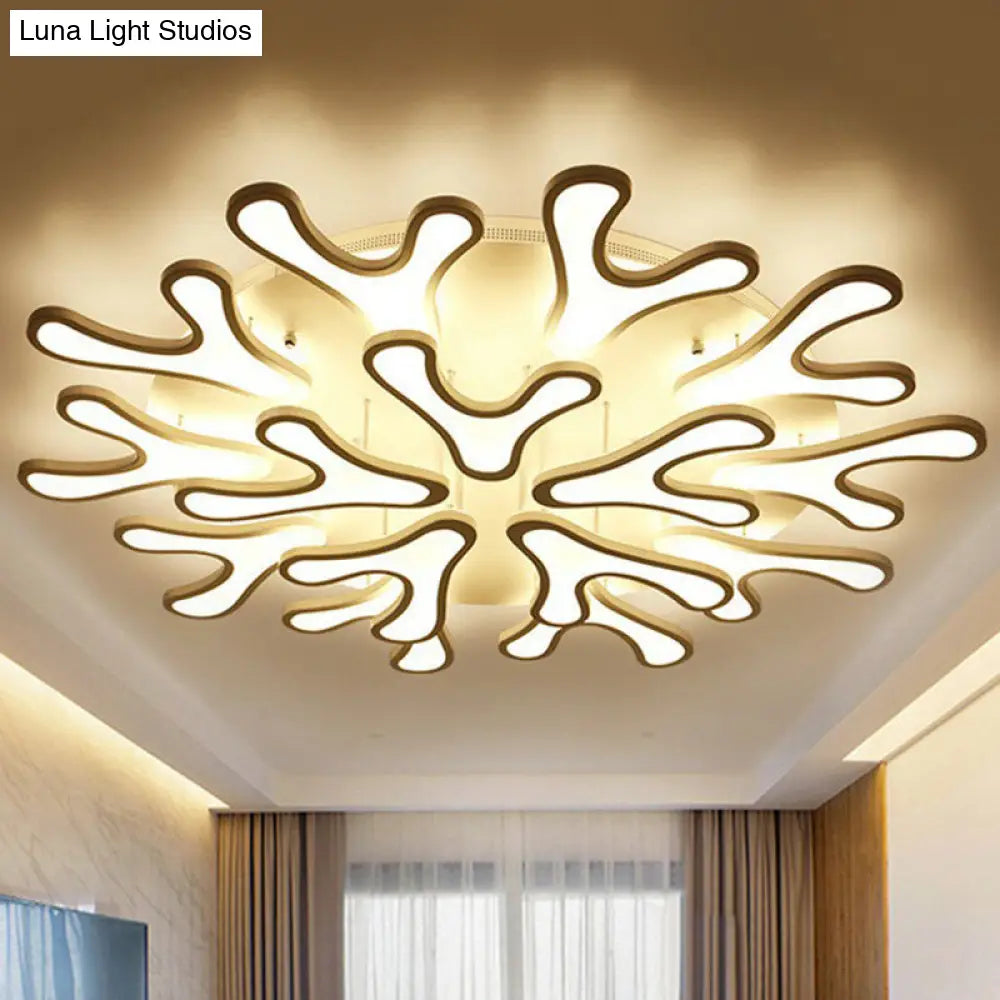 White Acrylic Led Coral Semi Flush Ceiling Light Fixture - Modern Style 15 / Warm