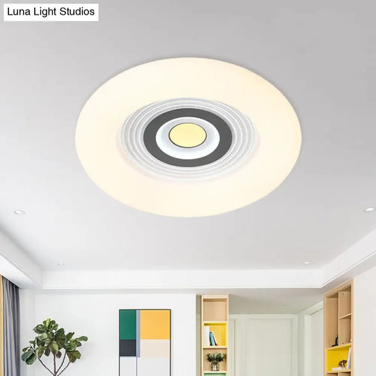 White Acrylic Led Donut Ceiling Light: Contemporary Flushmount Fixture / A