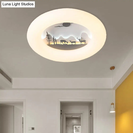 White Acrylic Led Donut Ceiling Light: Contemporary Flushmount Fixture