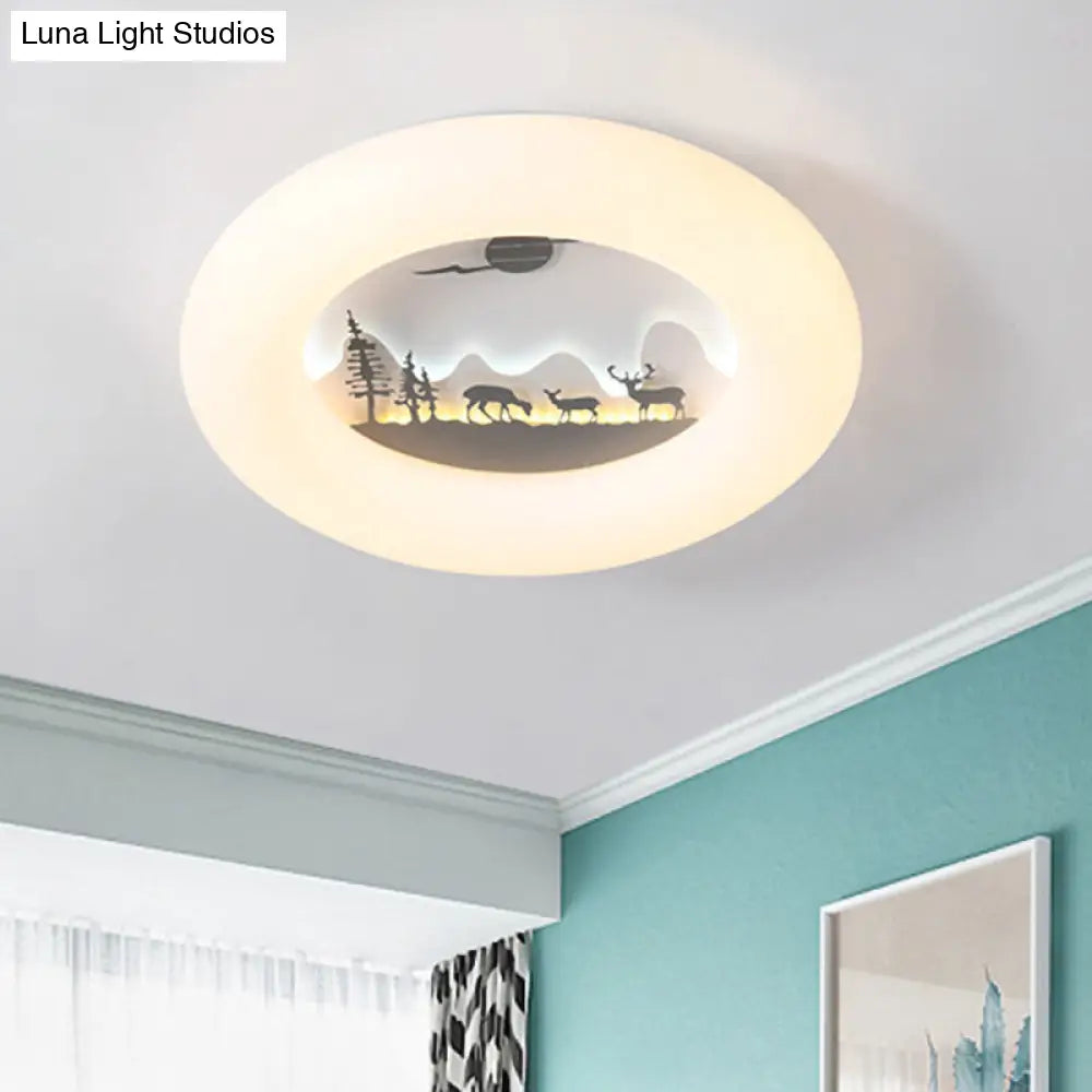 White Acrylic Led Donut Ceiling Light: Contemporary Flushmount Fixture