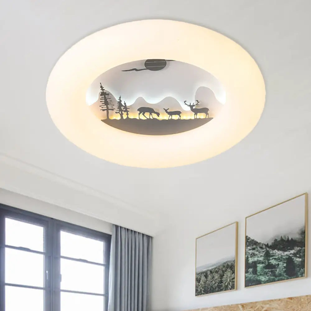 White Acrylic Led Donut Ceiling Light: Contemporary Flushmount Fixture / B
