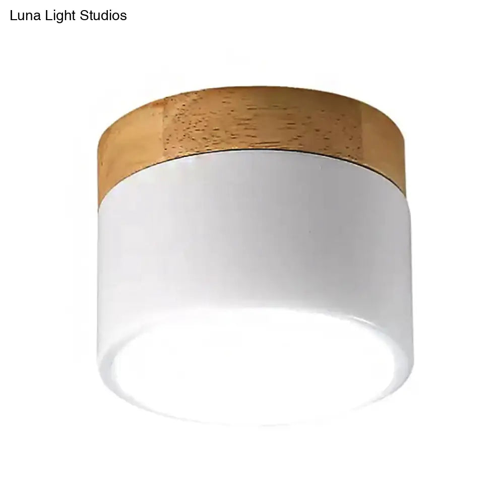 White Acrylic Led Drum Ceiling Mount Light For Simple & Stylish Living Room Lighting