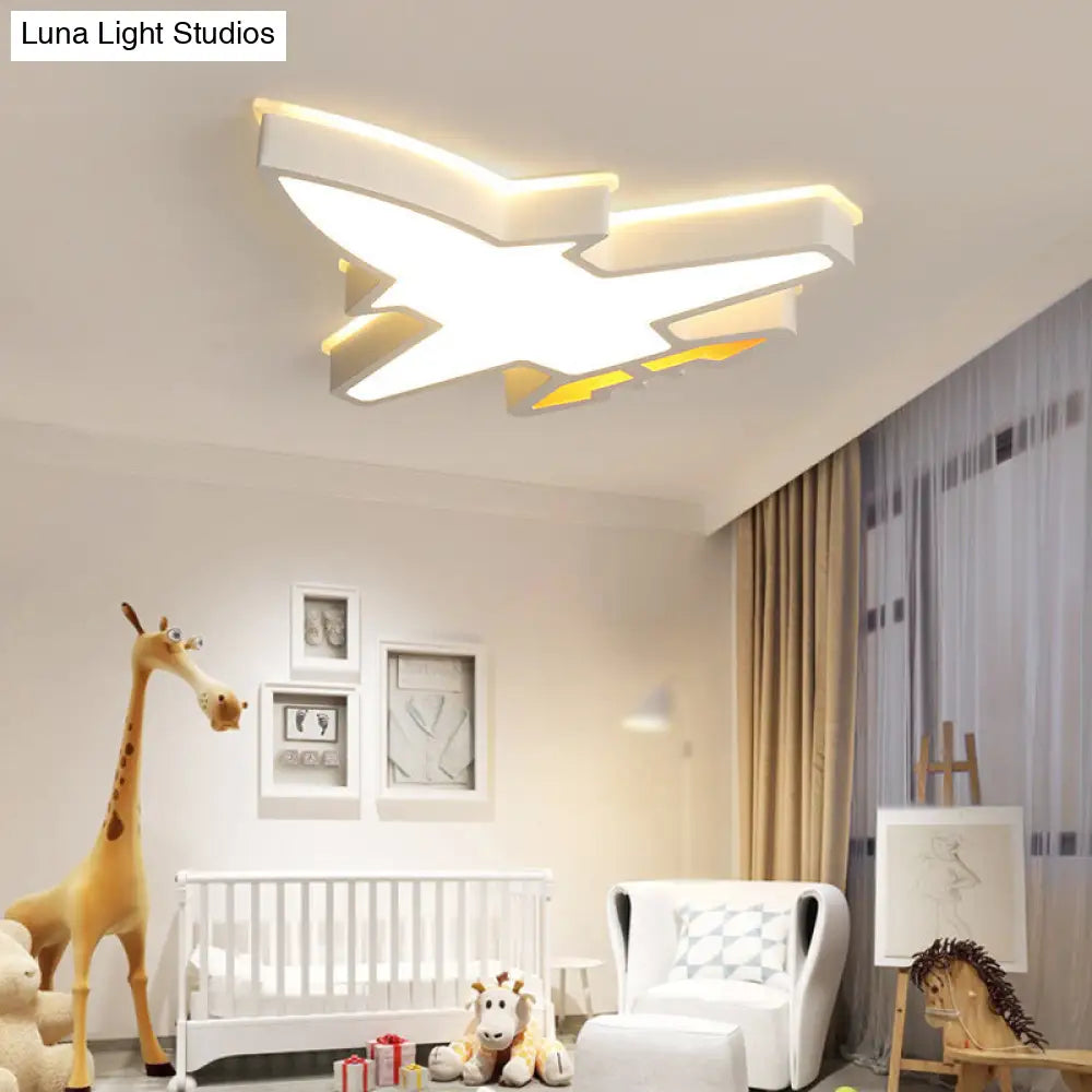 White Acrylic Led Flush Mount Light: Plane Shape Simplicity Nursery Ceiling Lighting / Small Warm