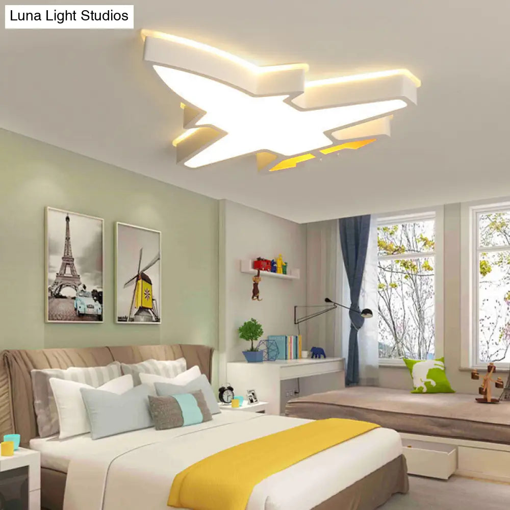 White Acrylic Led Flush Mount Light: Plane Shape Simplicity Nursery Ceiling Lighting