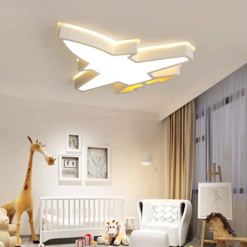 White Acrylic Led Flush Mount Light: Plane Shape Simplicity Nursery Ceiling Lighting / Small Warm