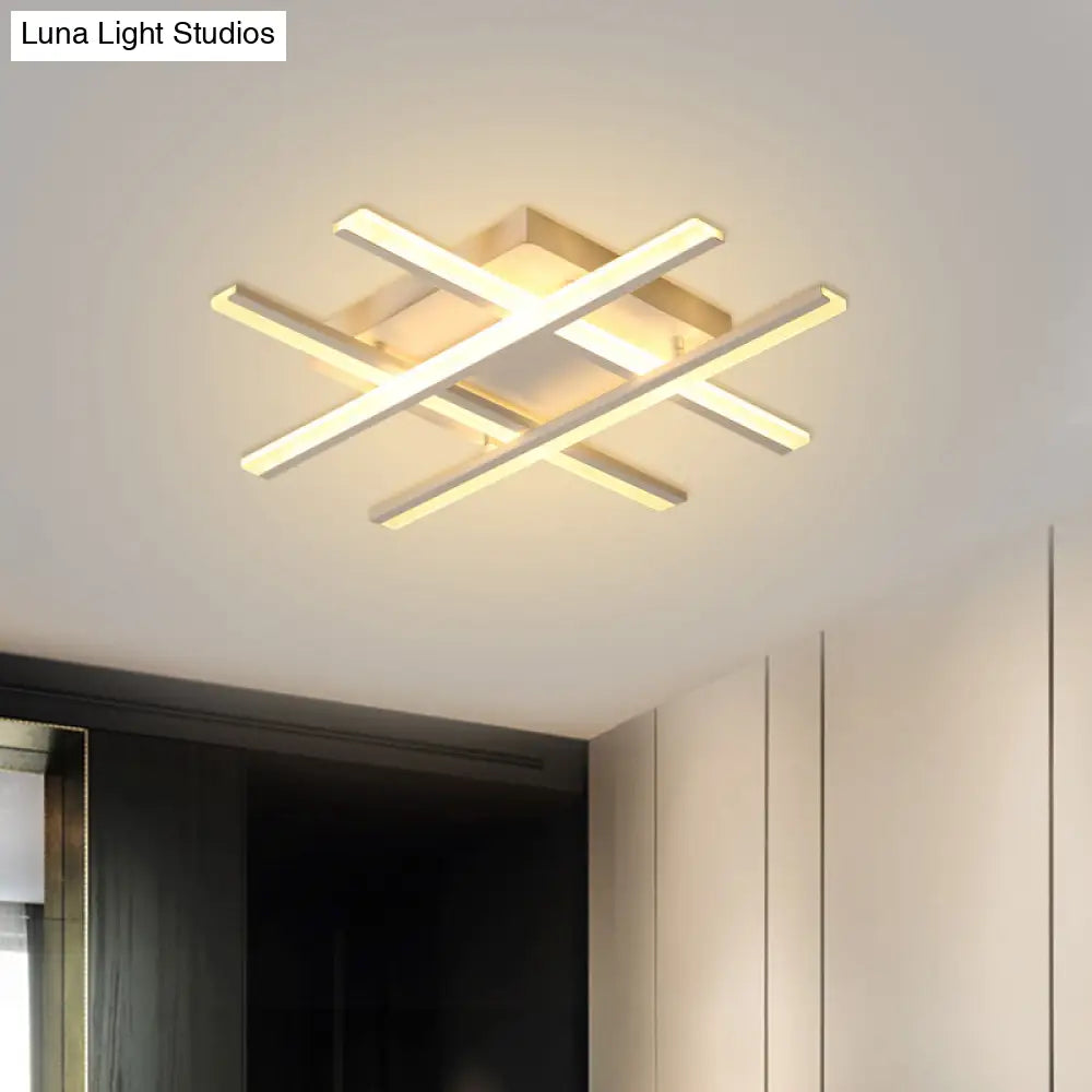 White Acrylic Led Living Room Ceiling Mount Light With Minimalistic Design