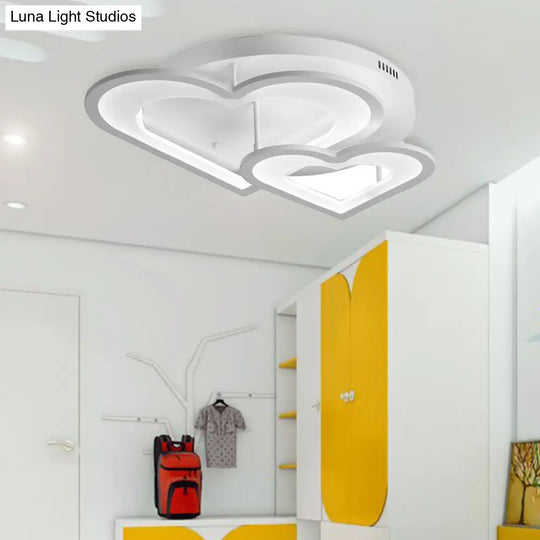 White Acrylic Loving Heart Led Ceiling Mount Light - Modern Dining Room & Hallway Lamp / 19.5