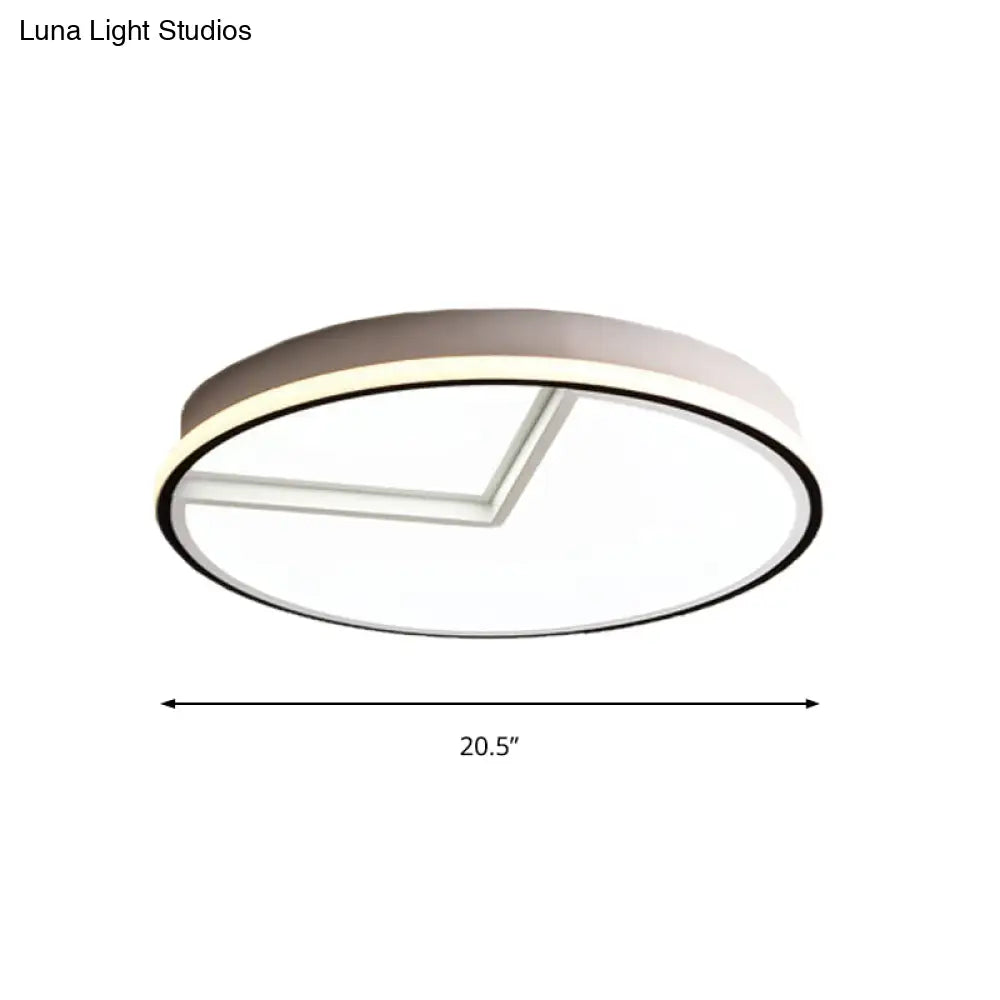 White Acrylic Minimal Round Flush Ceiling Lamp - 16.5’/20.5’ Dia Bedroom Light