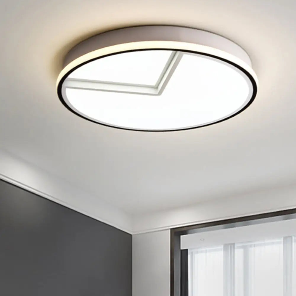 White Acrylic Minimal Round Flush Ceiling Lamp - 16.5’/20.5’ Dia Bedroom Light / 16.5’