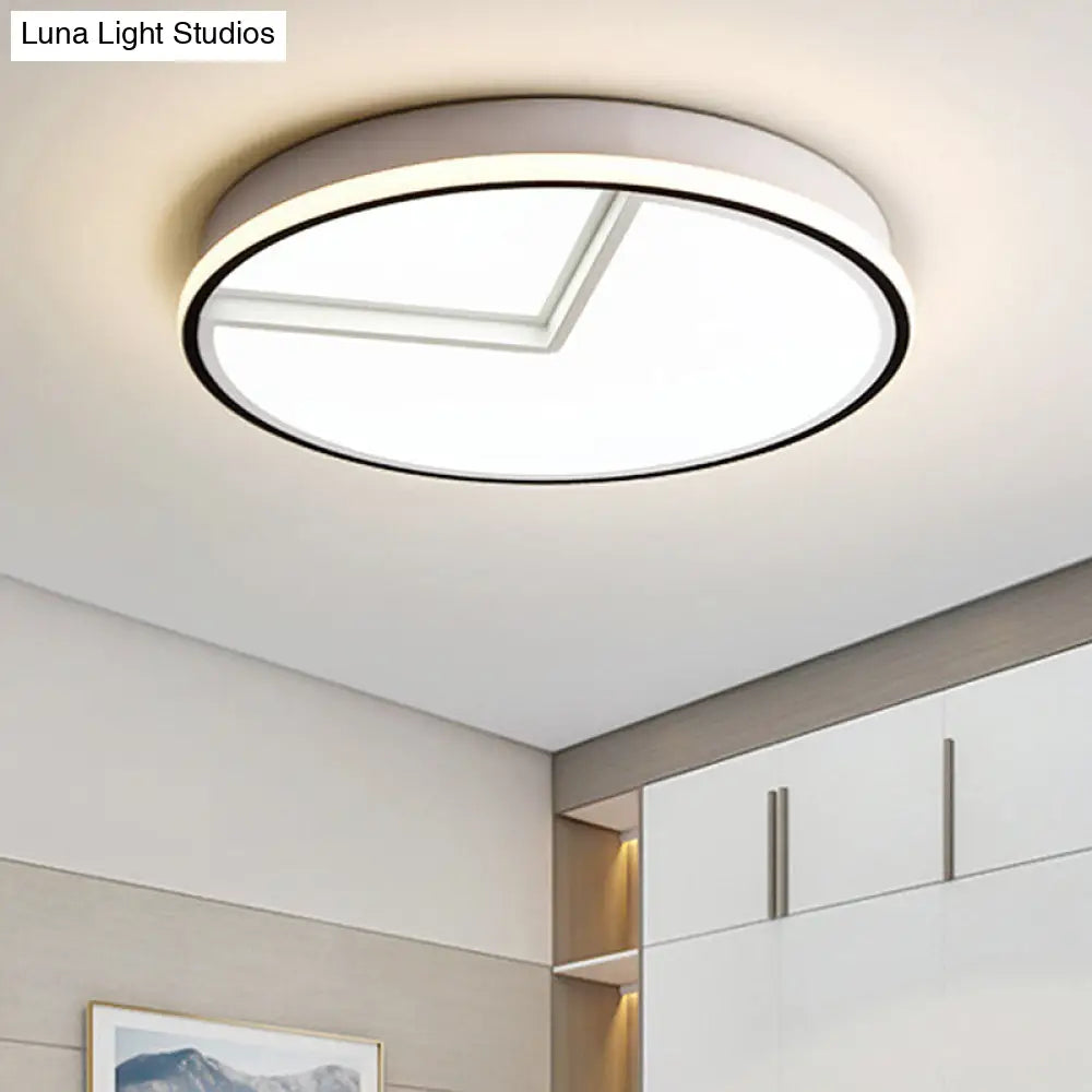 White Acrylic Minimal Round Flush Ceiling Lamp - 16.5/20.5 Dia Bedroom Light / 20.5