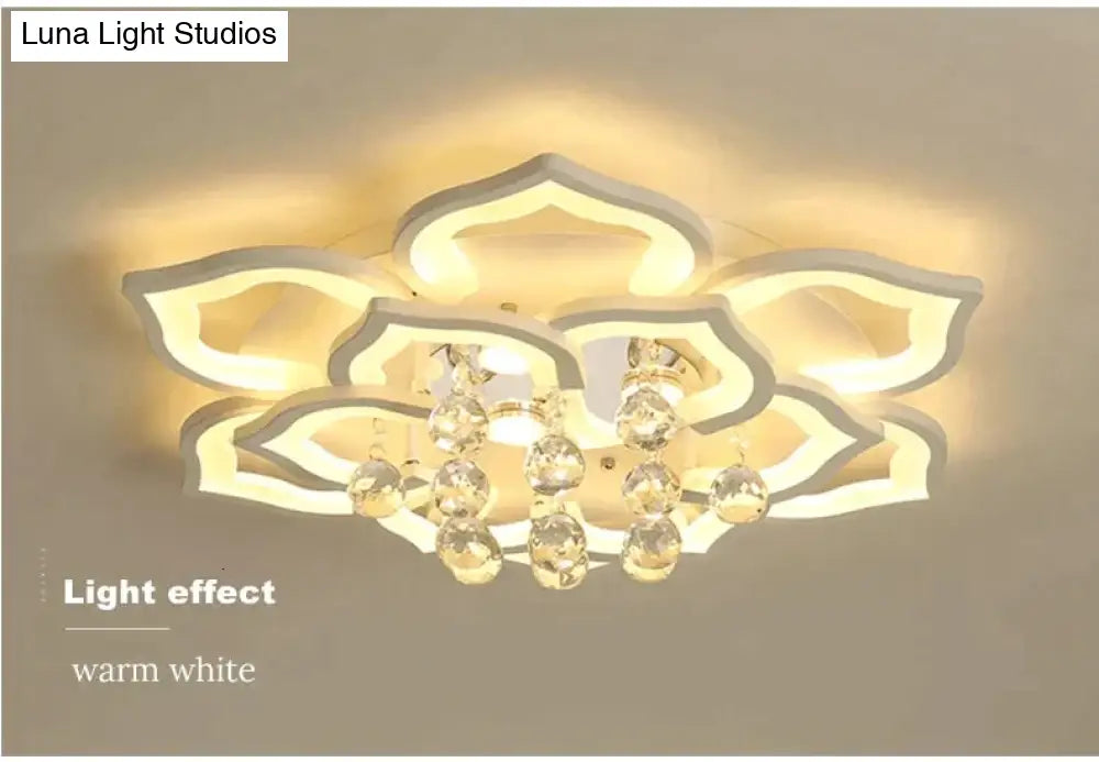 White Acrylic Modern Chandelier Lights For Living Room Bedroom Remote Control Led Indoor Lamp Home