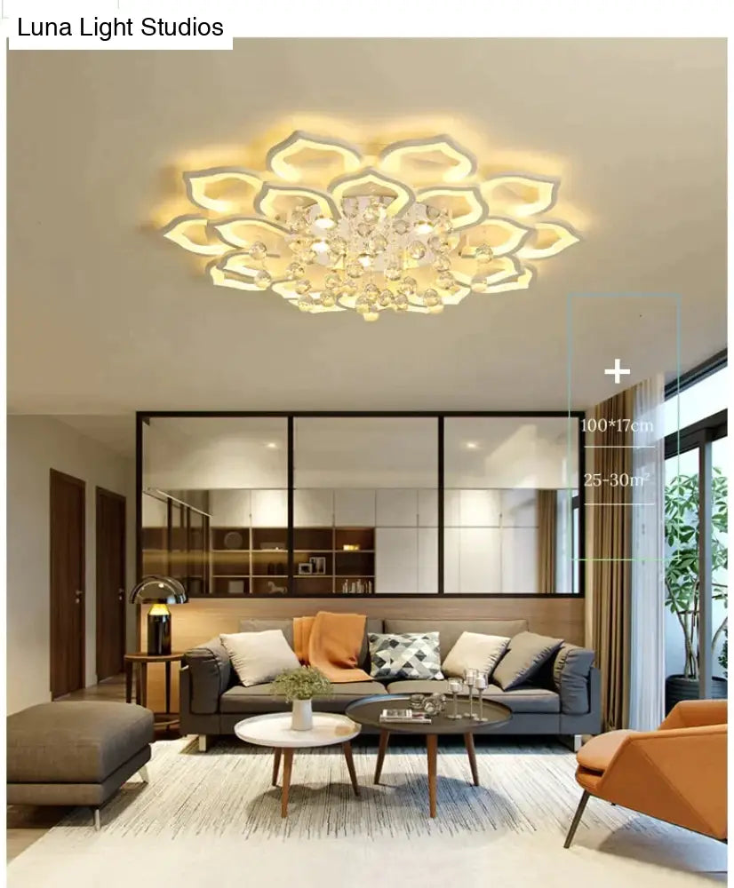 White Acrylic Modern Chandelier Lights For Living Room Bedroom Remote Control Led Indoor Lamp Home