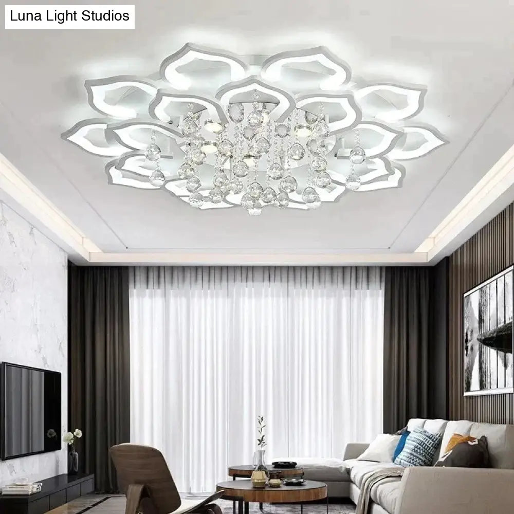 White Acrylic Modern Chandelier Lights For Living Room Bedroom Remote Control Led Indoor Lamp Home