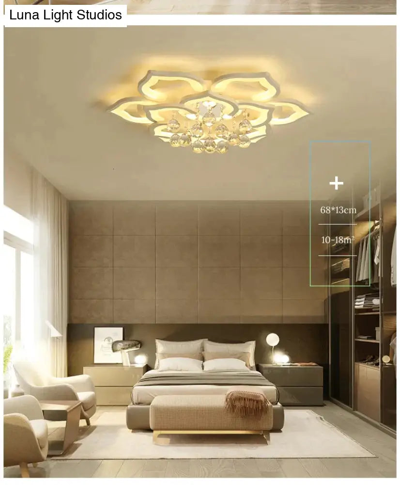 White Acrylic Modern Chandelier Lights For Living Room Bedroom Remote Control Led Indoor Lamp Home