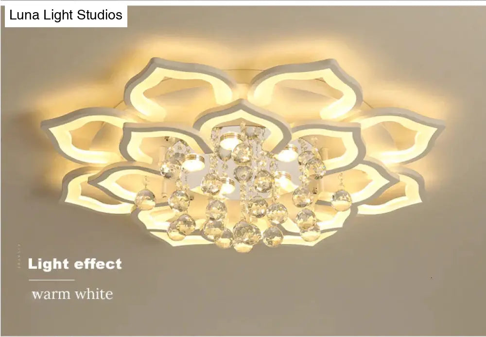 White Acrylic Modern Chandelier Lights For Living Room Bedroom Remote Control Led Indoor Lamp Home