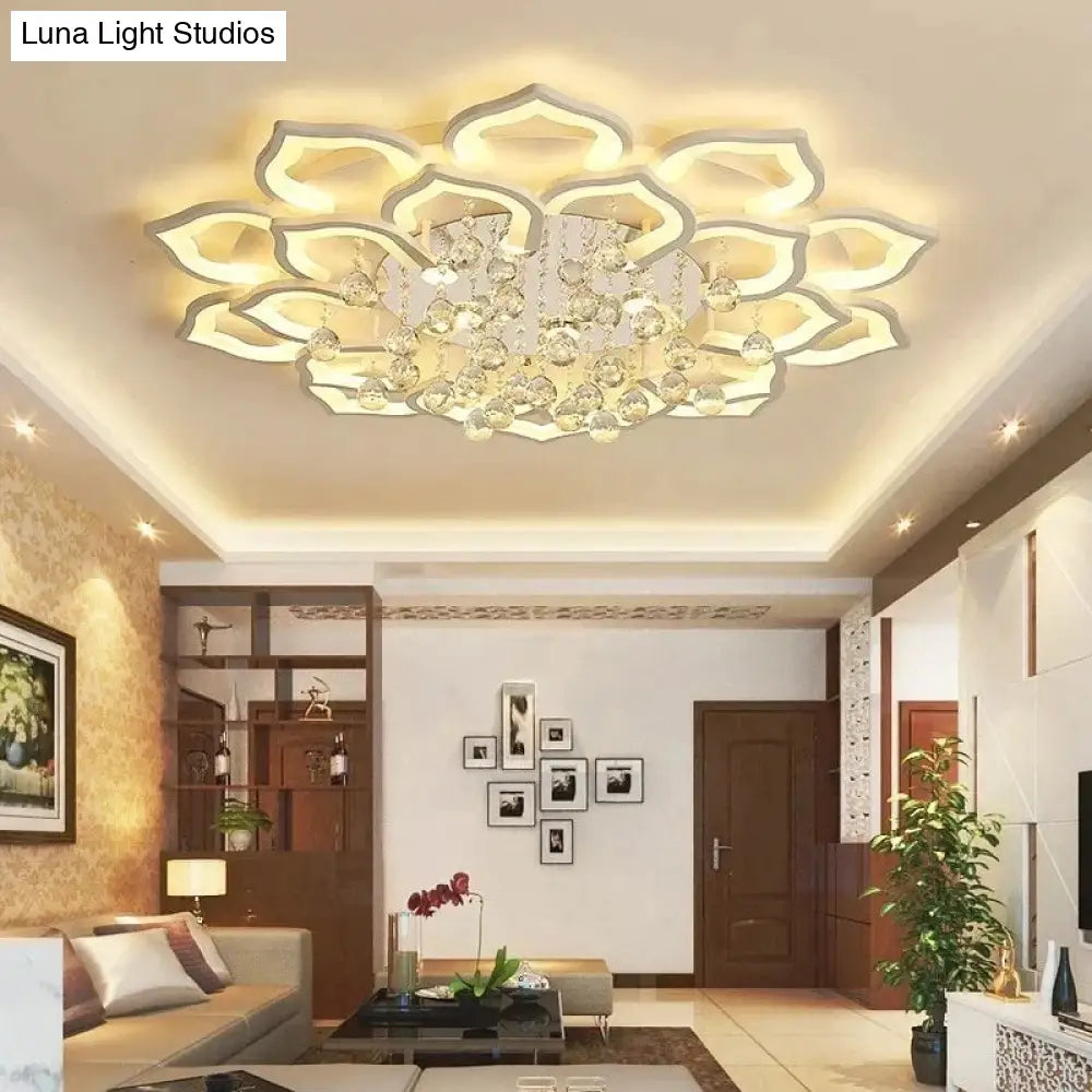 White Acrylic Modern Chandelier Lights For Living Room Bedroom Remote Control Led Indoor Lamp Home