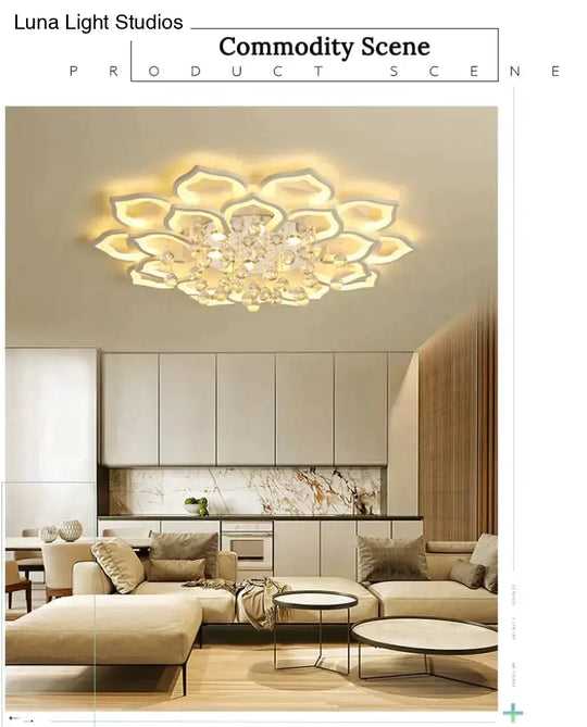 White Acrylic Modern Chandelier Lights For Living Room Bedroom Remote Control Led Indoor Lamp Home