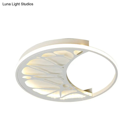 White Acrylic Moon Flush Light - Led Ceiling Fixture For Contemporary Bedroom Decor (16/19.5 Wide)