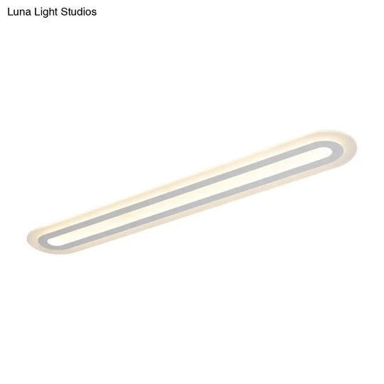 White Acrylic Oval Led Flush Mount Light: Simple Ceiling Lighting For Corridor Warm/White Light