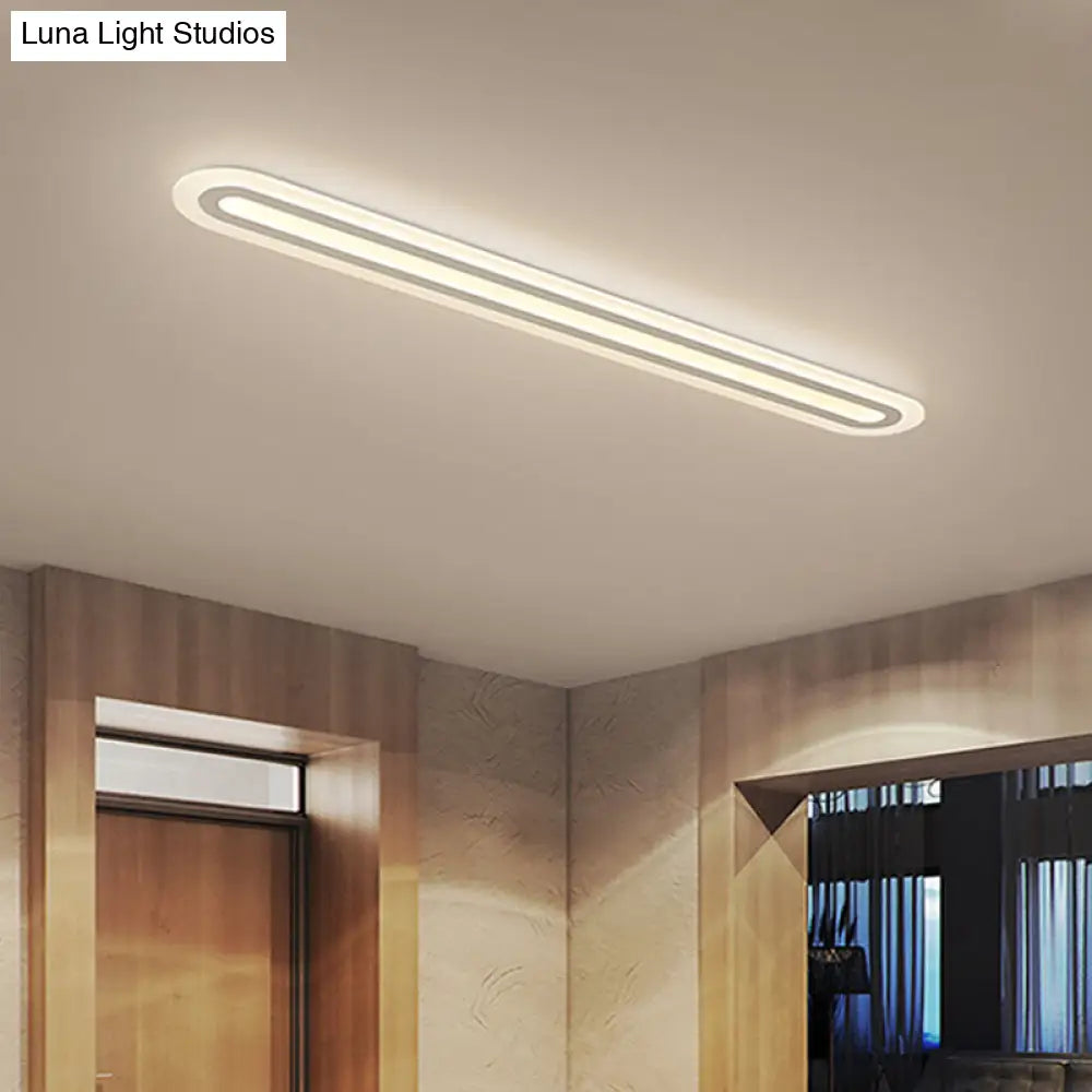 White Acrylic Oval Led Flush Mount Light: Simple Ceiling Lighting For Corridor Warm/White Light /