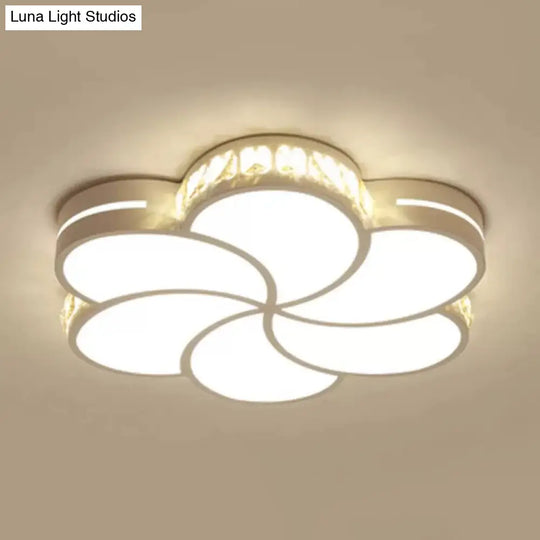 White Acrylic Petal Ceiling Lamp With Led Flush Crystal Deco Light For Kids Bedroom / C