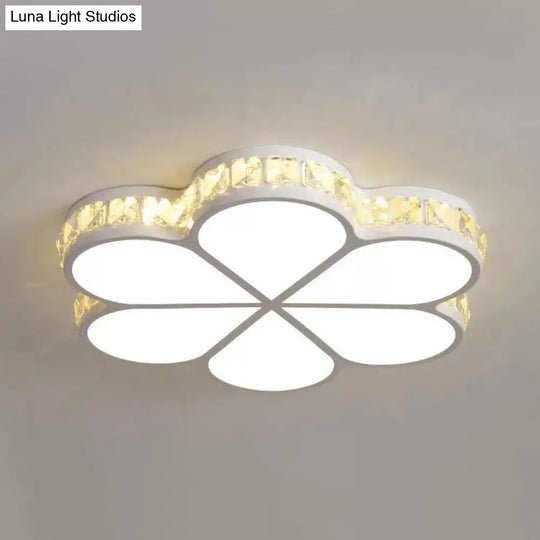 White Acrylic Petal Ceiling Lamp With Led Flush Crystal Deco Light For Kids Bedroom / B