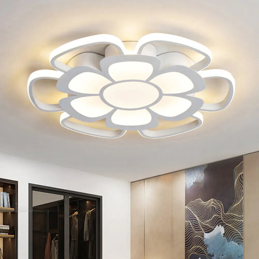 White Acrylic Petal Flush Mount Led Ceiling Lamp - Modern Style For Living Room / 20.5’ Warm